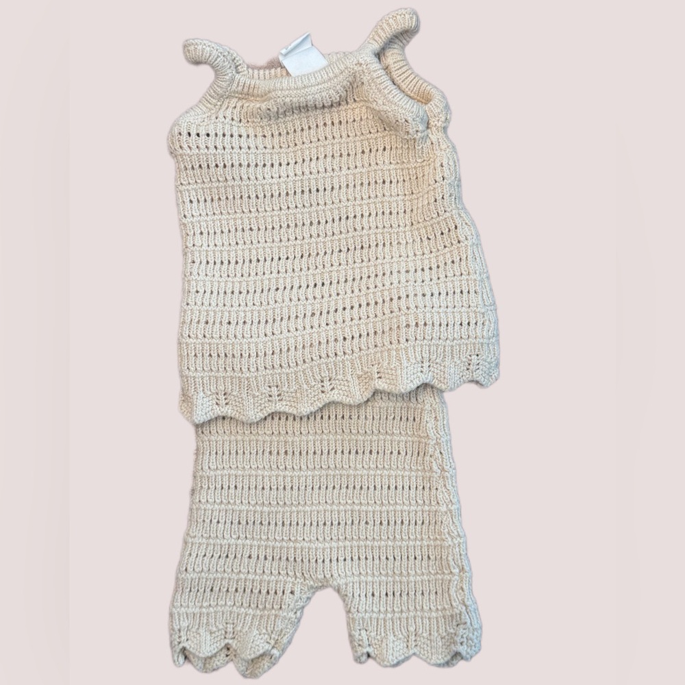 Cream Knit Baby Outfit